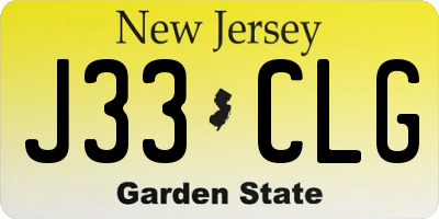 NJ license plate J33CLG