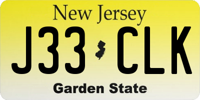 NJ license plate J33CLK