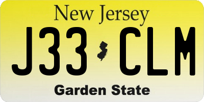 NJ license plate J33CLM