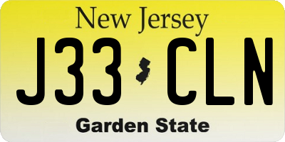 NJ license plate J33CLN