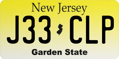 NJ license plate J33CLP
