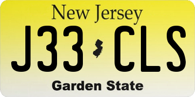 NJ license plate J33CLS