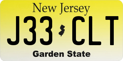 NJ license plate J33CLT