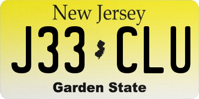 NJ license plate J33CLU