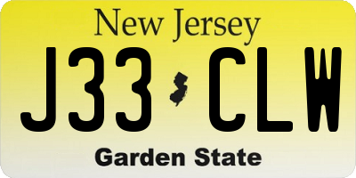 NJ license plate J33CLW