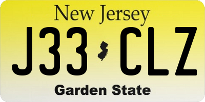 NJ license plate J33CLZ