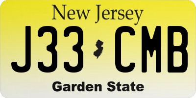 NJ license plate J33CMB