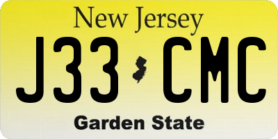 NJ license plate J33CMC
