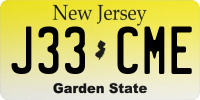NJ license plate J33CME
