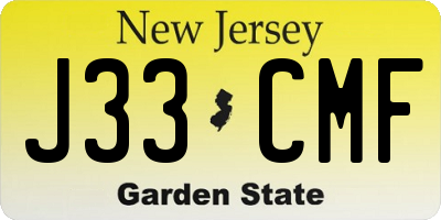 NJ license plate J33CMF
