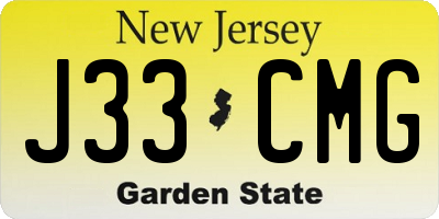 NJ license plate J33CMG