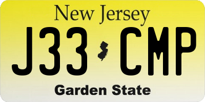 NJ license plate J33CMP