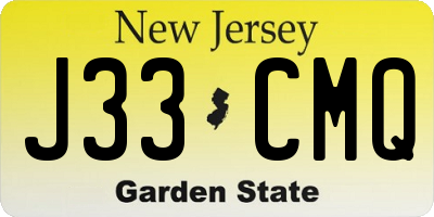 NJ license plate J33CMQ