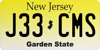 NJ license plate J33CMS