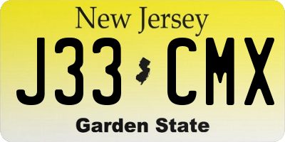 NJ license plate J33CMX
