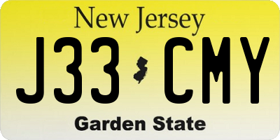 NJ license plate J33CMY