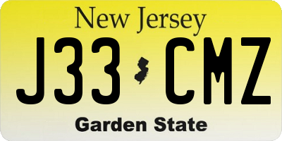 NJ license plate J33CMZ