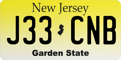 NJ license plate J33CNB