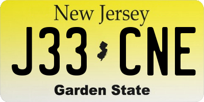 NJ license plate J33CNE