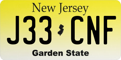 NJ license plate J33CNF