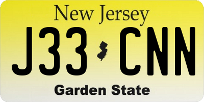 NJ license plate J33CNN