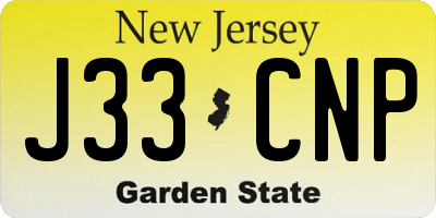 NJ license plate J33CNP