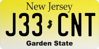 NJ license plate J33CNT