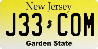 NJ license plate J33COM