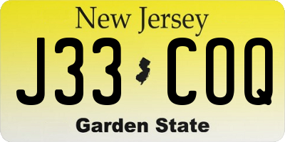 NJ license plate J33COQ