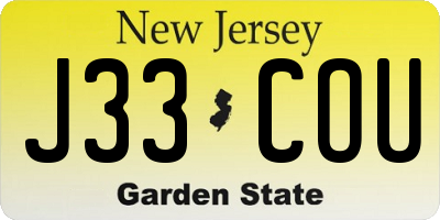 NJ license plate J33COU