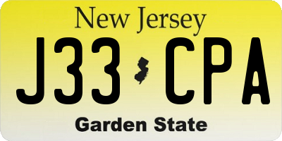 NJ license plate J33CPA