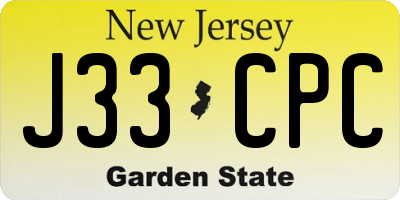 NJ license plate J33CPC