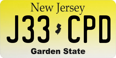 NJ license plate J33CPD