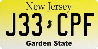 NJ license plate J33CPF