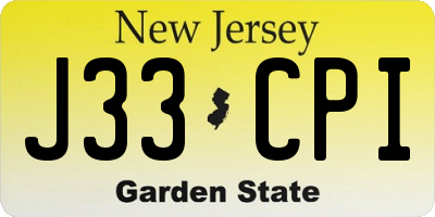 NJ license plate J33CPI