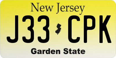 NJ license plate J33CPK