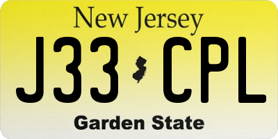 NJ license plate J33CPL