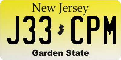 NJ license plate J33CPM