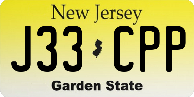NJ license plate J33CPP