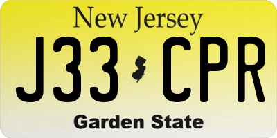 NJ license plate J33CPR