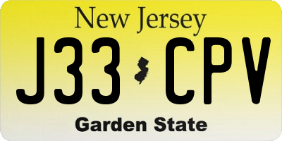 NJ license plate J33CPV