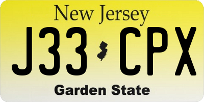 NJ license plate J33CPX