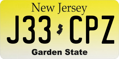 NJ license plate J33CPZ