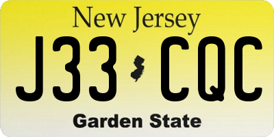 NJ license plate J33CQC