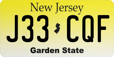 NJ license plate J33CQF
