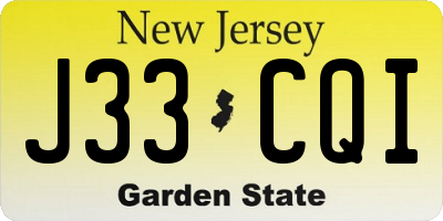 NJ license plate J33CQI