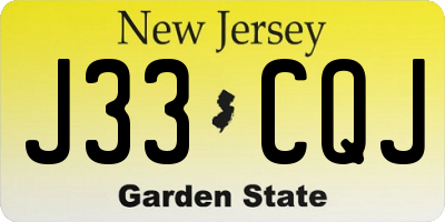 NJ license plate J33CQJ