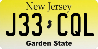 NJ license plate J33CQL
