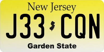 NJ license plate J33CQN