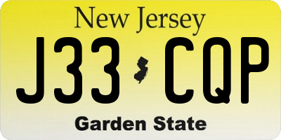 NJ license plate J33CQP